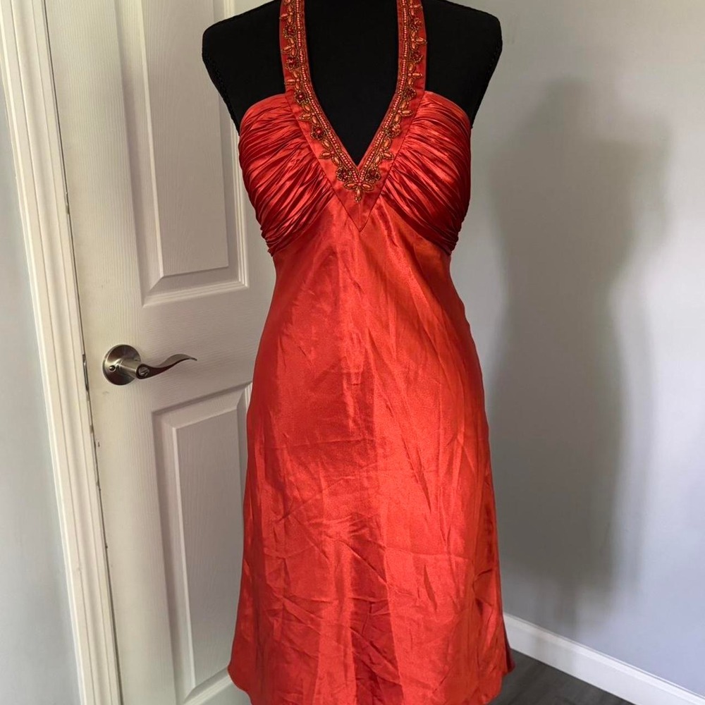 Y2K Morgan & Co Beaded Halter Formal Dress NWT